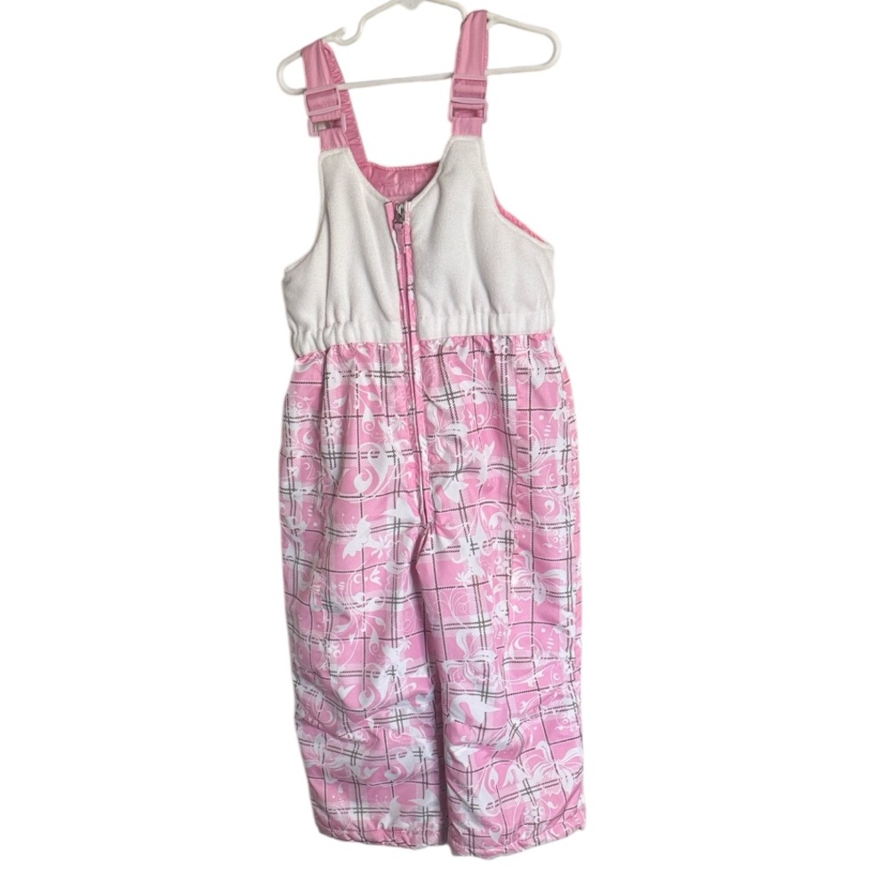 ZEROXPOSUR Girls Snow Bib Overalls Pants Pink White Fleece Winter Outdoors 4T